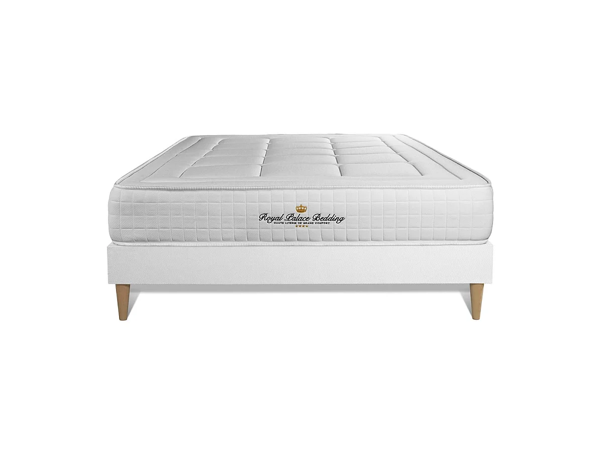 Ensemble matelas à mémoire de forme maxi épaisseur Balmoral 140x200 sommier KIT blanc