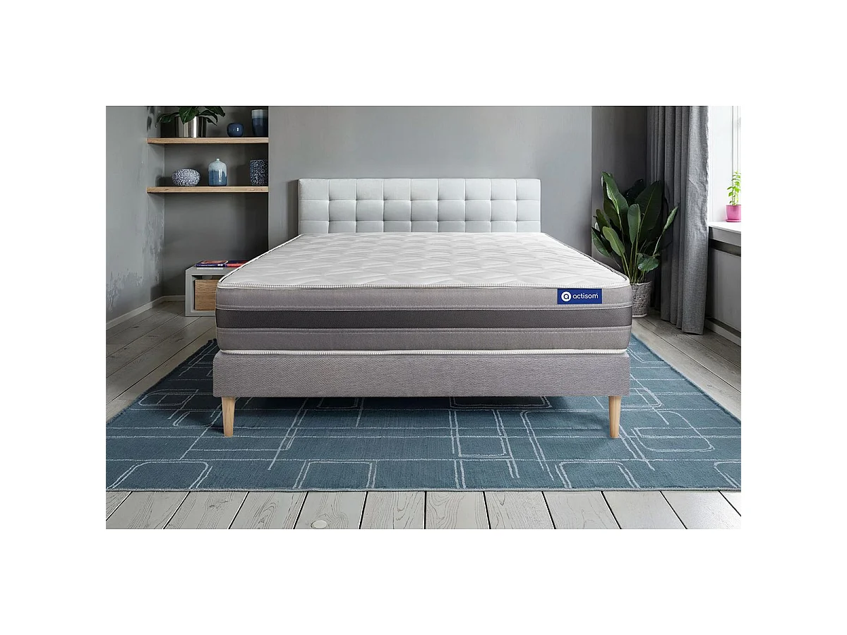 Lattenbodem en Actilatex relax matras 90x190cm , matrasdikte : 24 cm , latex en traagschuim , vrij stevig, 5 comfortzones