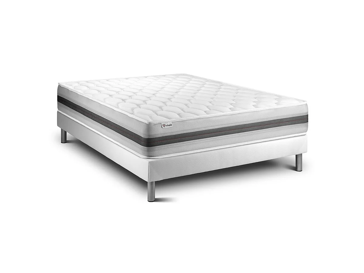 Ensemble VITALSPRING RECOVER 140 x 190 cm sommier Kit blanc