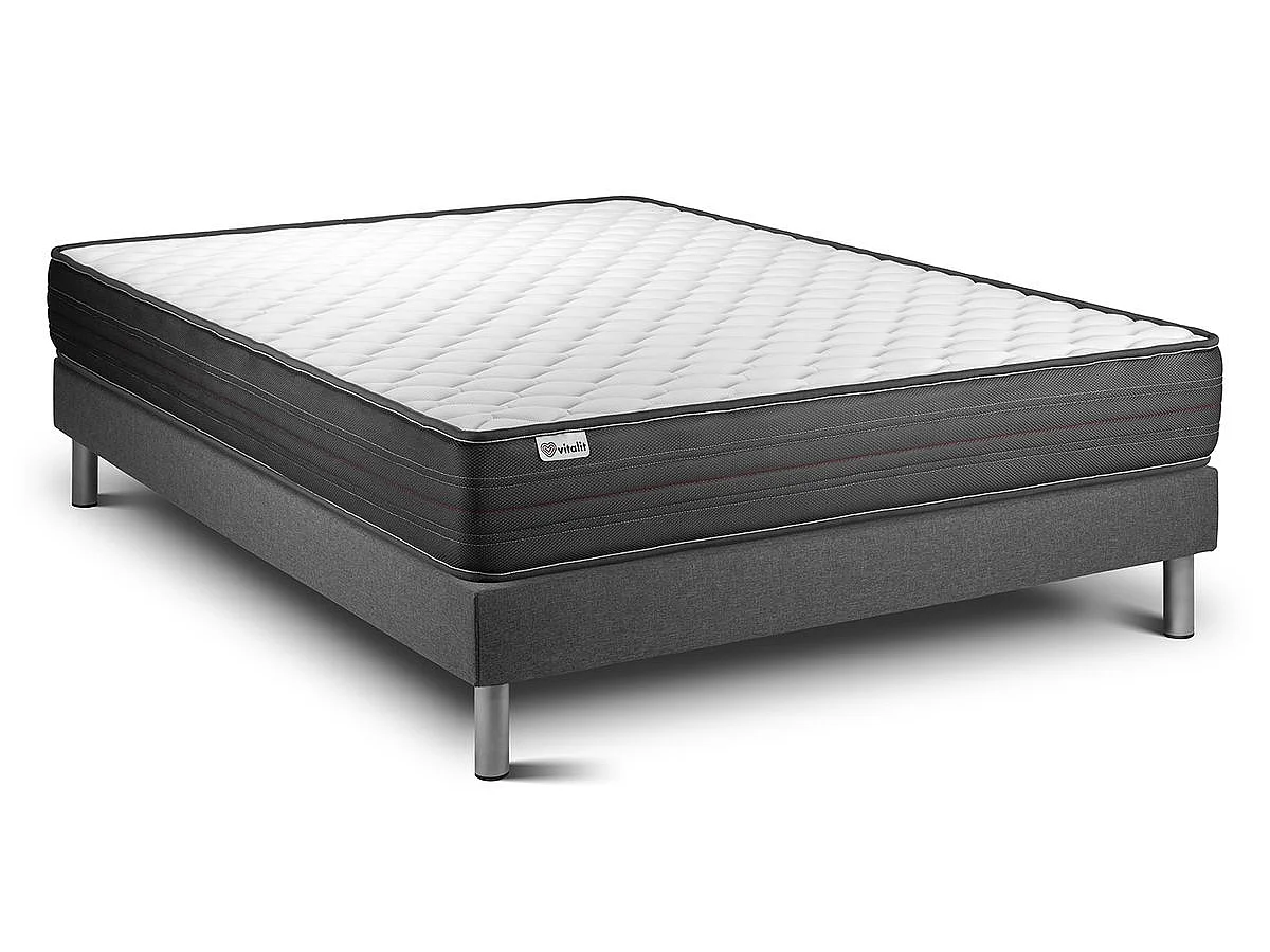 Matratzenset VITALPOWER 160 x 200 cm Bettrahmen Kit grau
