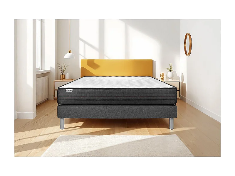 Ensemble VITALPOWER 160 x 200 cm sommier Kit gris