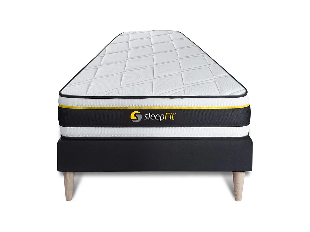 Conjunto de Estrado Preto + Colchão SLEEPFIT Soft (90x200 cm - Espuma- Altura: 19 cm)