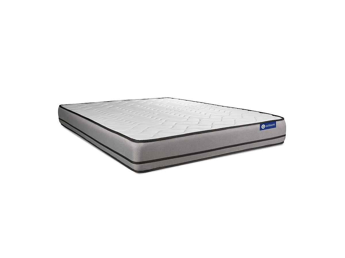 Pack prêt à dormir matelas ACTIMEMO 160x200cm à MÉMOIRE DE FORME 3zones de confort + sommier KIT blanc + 2 oreillers +couette