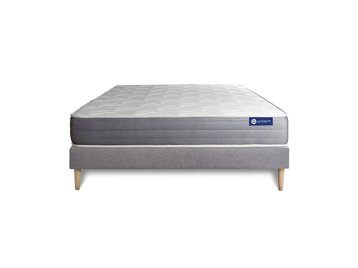 Ensemble matelas ACTILATEX DREAM Latex et mémoire de forme 140x200 cm 5zones de confort + sommier KIT gris