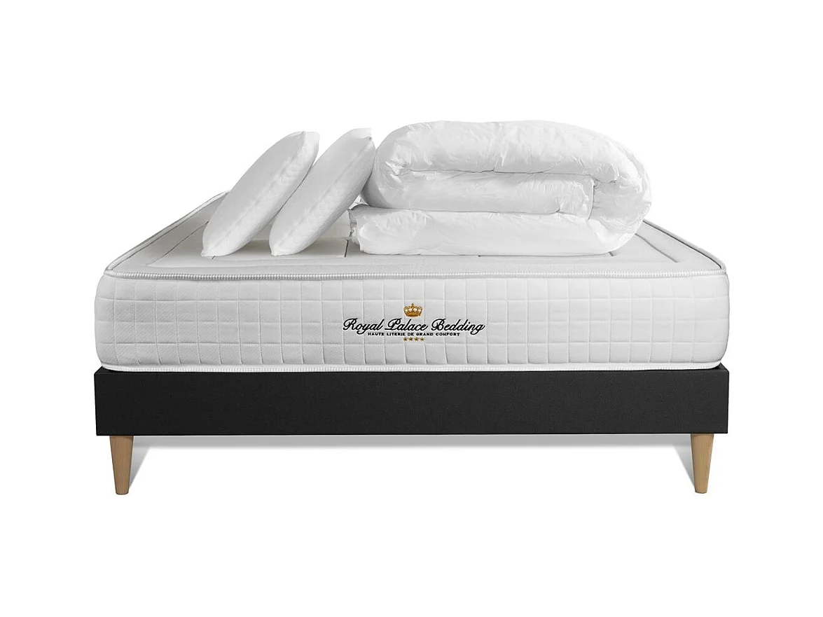 Pack matelas à mémoire de forme maxi épaisseur Balmoral 140x200cm + 2 oreillers + 1 couette 240x220cm