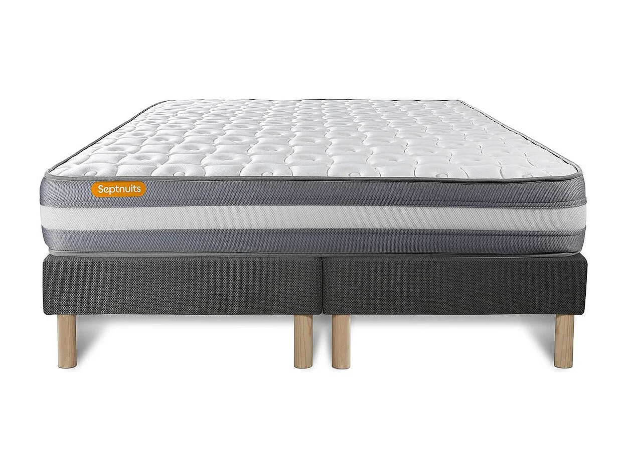 Matelas 160x200 + double sommiers gris 80x200 Memo Plus Mémoire de forme 3 zones
