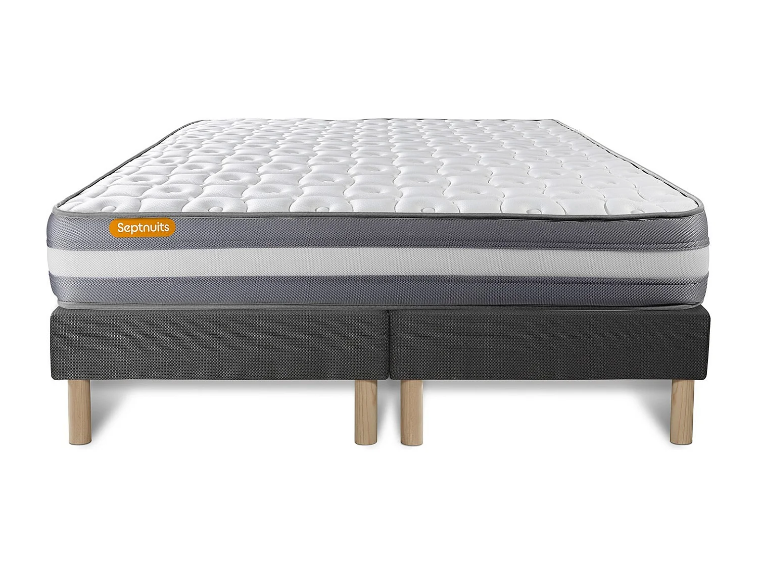 Matelas 160x200 + double sommiers gris 80x200 Memo Plus Mémoire de forme 3 zones