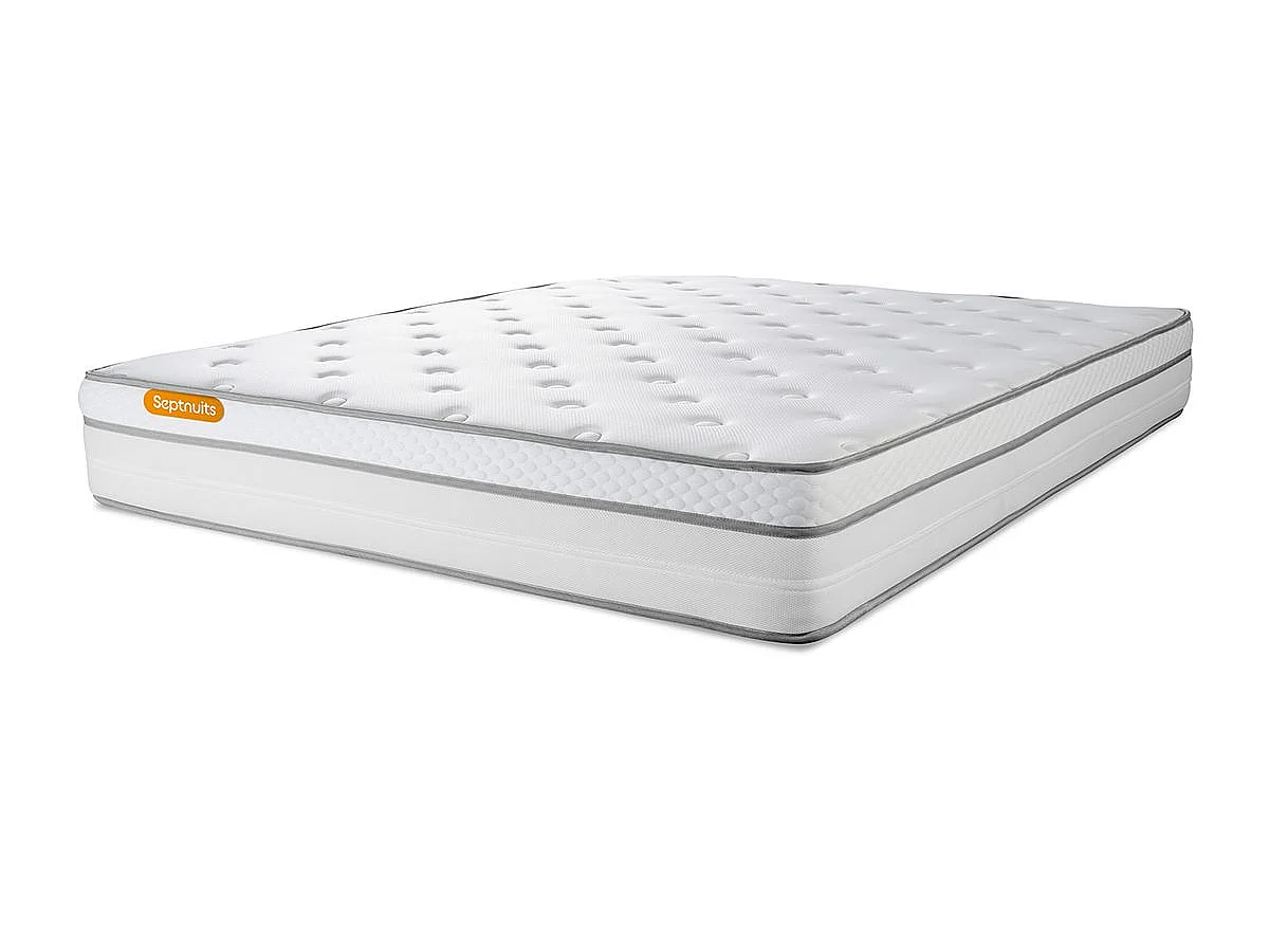 Matelas + sommier kit gris 180x200 Memo Luxe Ressorts ensachés + mémoire de forme MAXI épaisseur