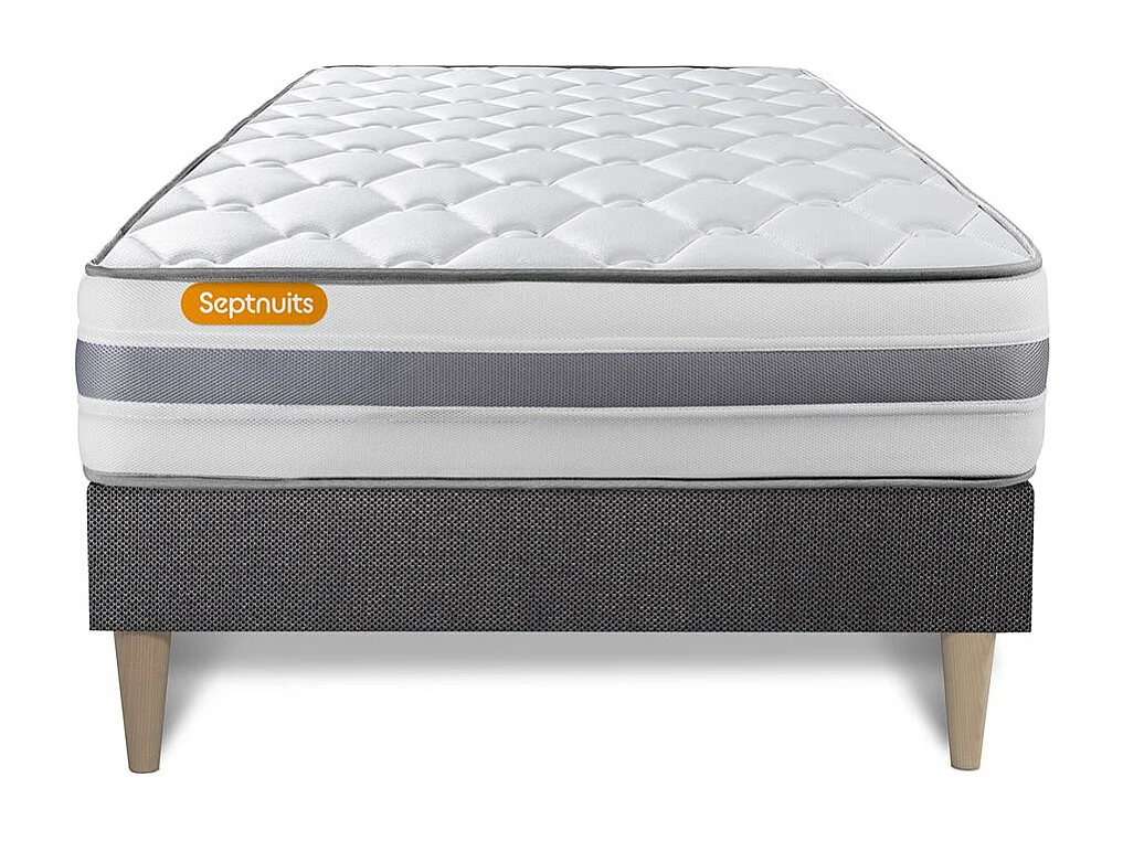 Matelas + sommier kit gris 90x200 Memo Spring Ressorts ensachés MAXI épaisseur