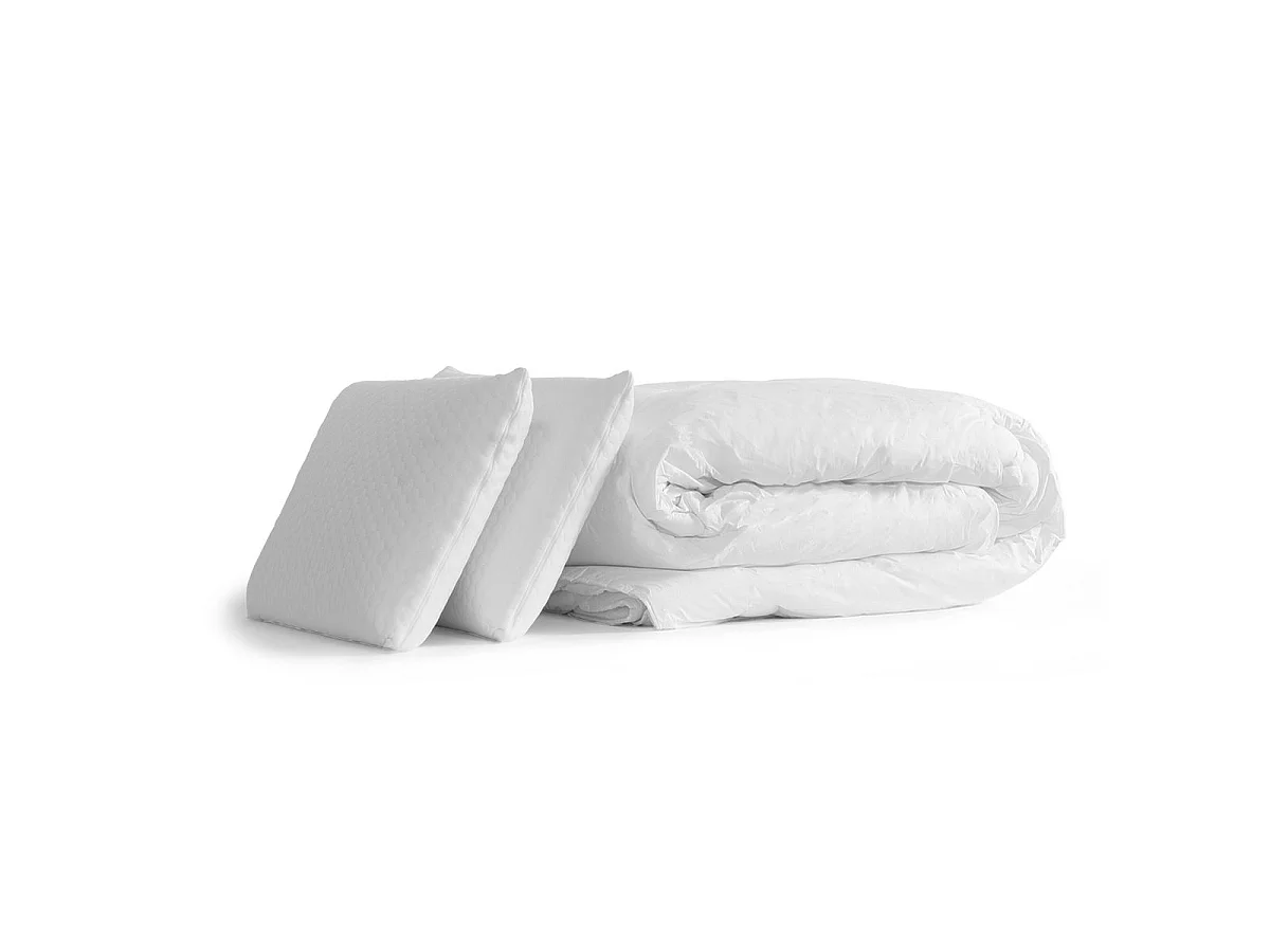 Pack matelas BOOST 200x200 + double sommiers noir 100x200 + Couette + 2 oreillers