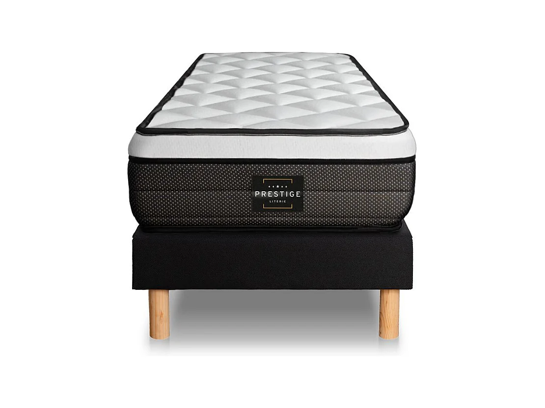 Ensemble Suite 90x190 Ressorts ensachés, mémoire de forme 5 zones sommier noir