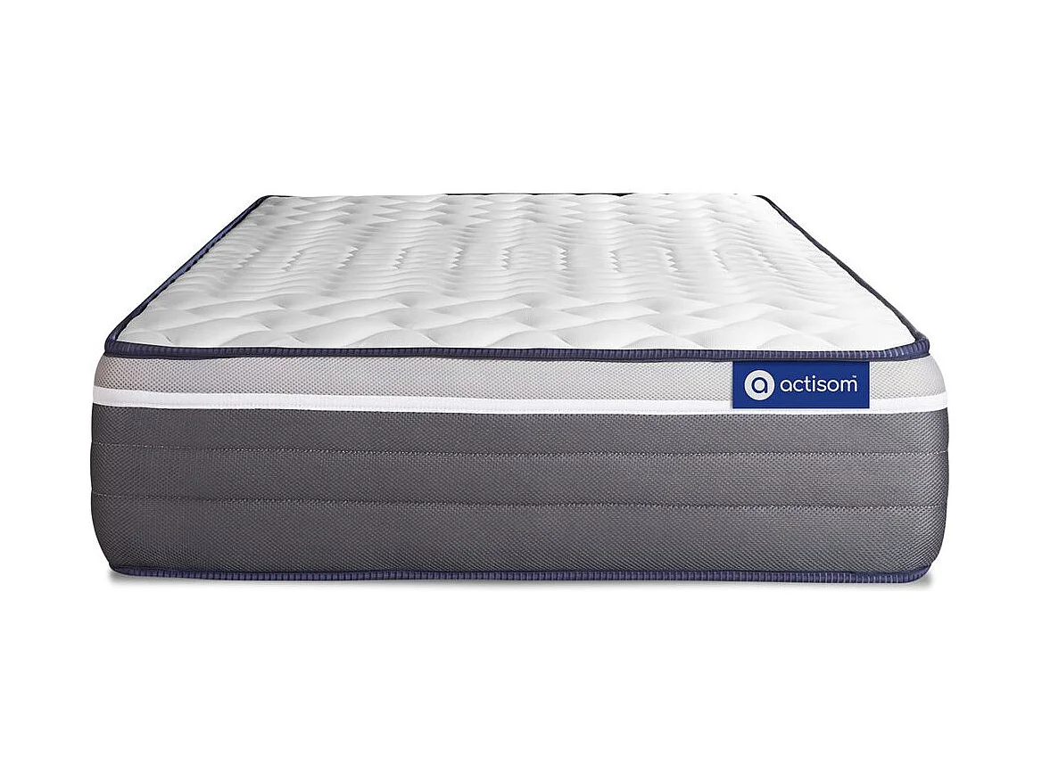 Ensemble matelas ACTIMEMO PLUS 90x200 Mémoire de forme Maxi épaisseur 7zones de confort + sommier KIT gris