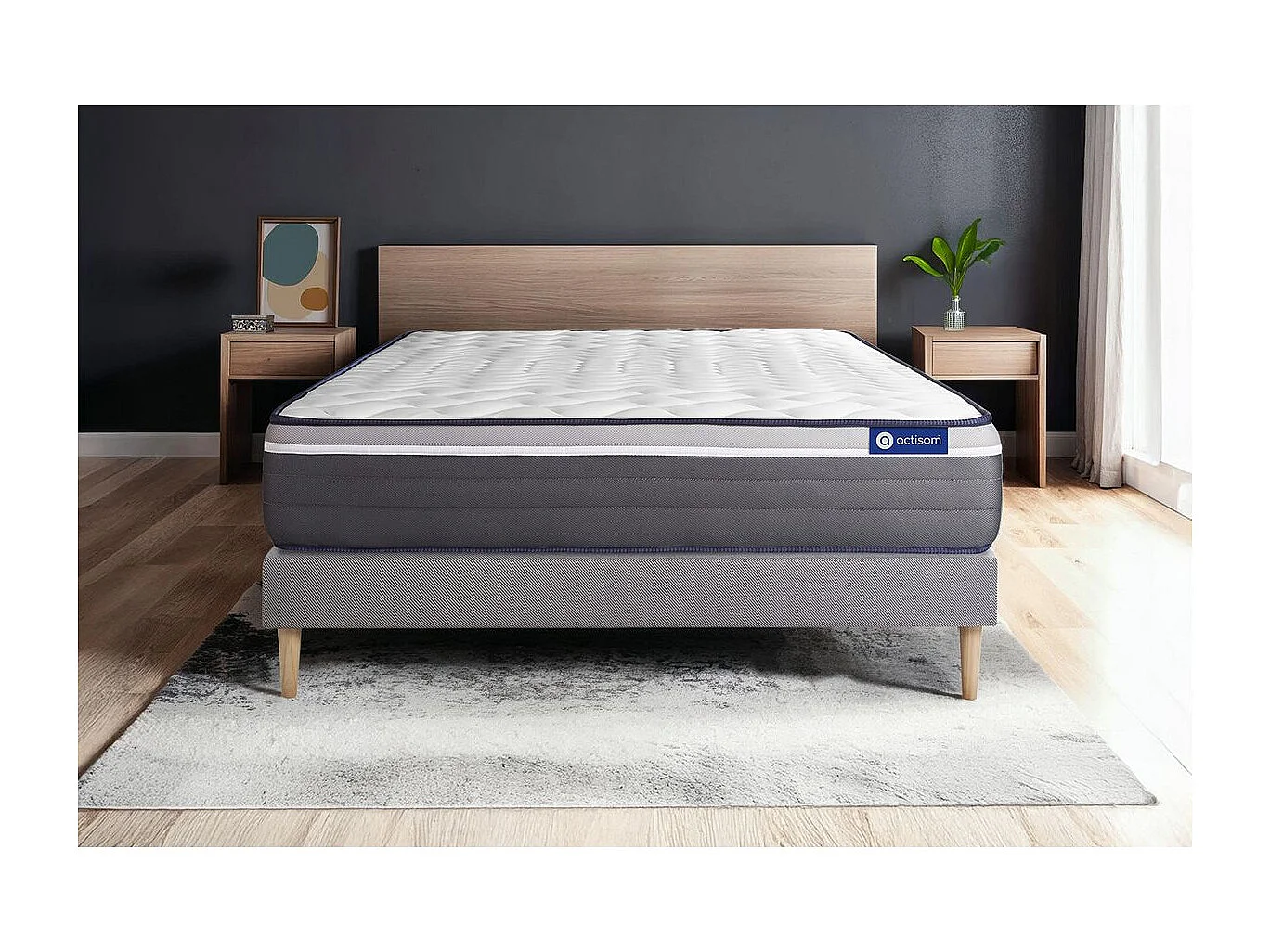 Lattenbodem en Actimemo plus matras 90x200cm , matrasdikte : 26 cm , traagschuim , zeer stevig, 7 comfortzones