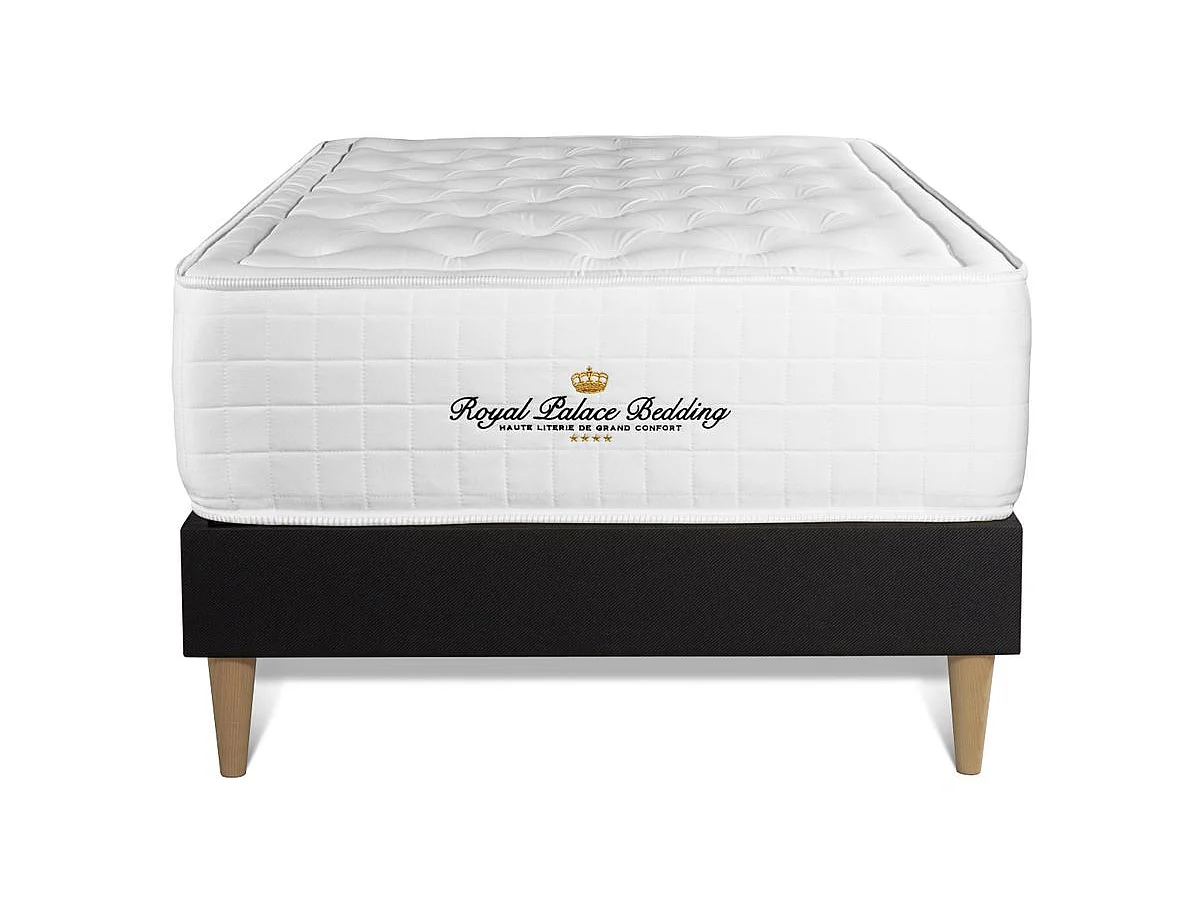 Ensemble Matelas à mémoire de forme maxi épaisseur Buckingham 90x190 sommier KIT noir