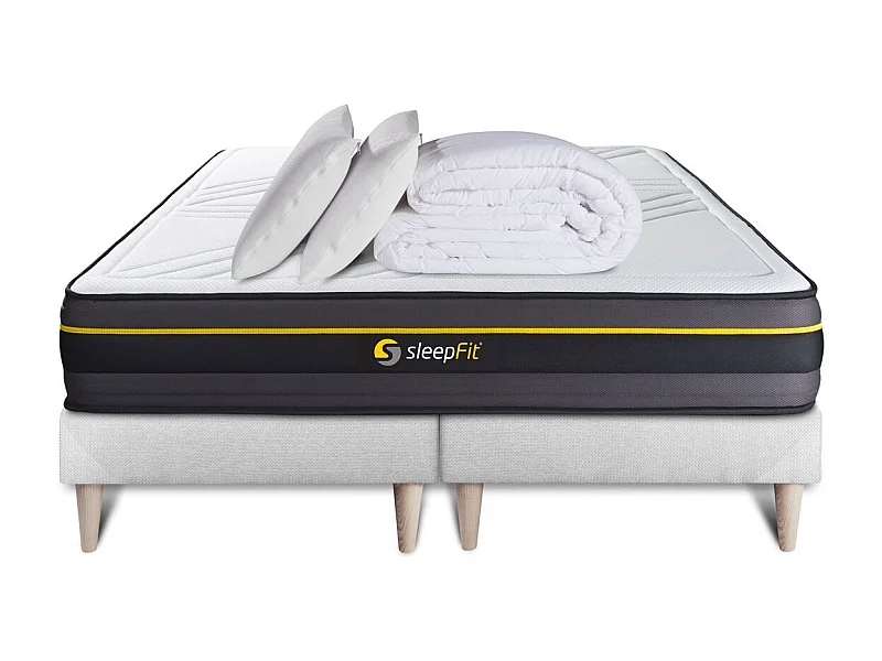 Pack matelas ACTIVE 180x200 + double sommiers blanc 90x200 + Couette + 2 oreillers