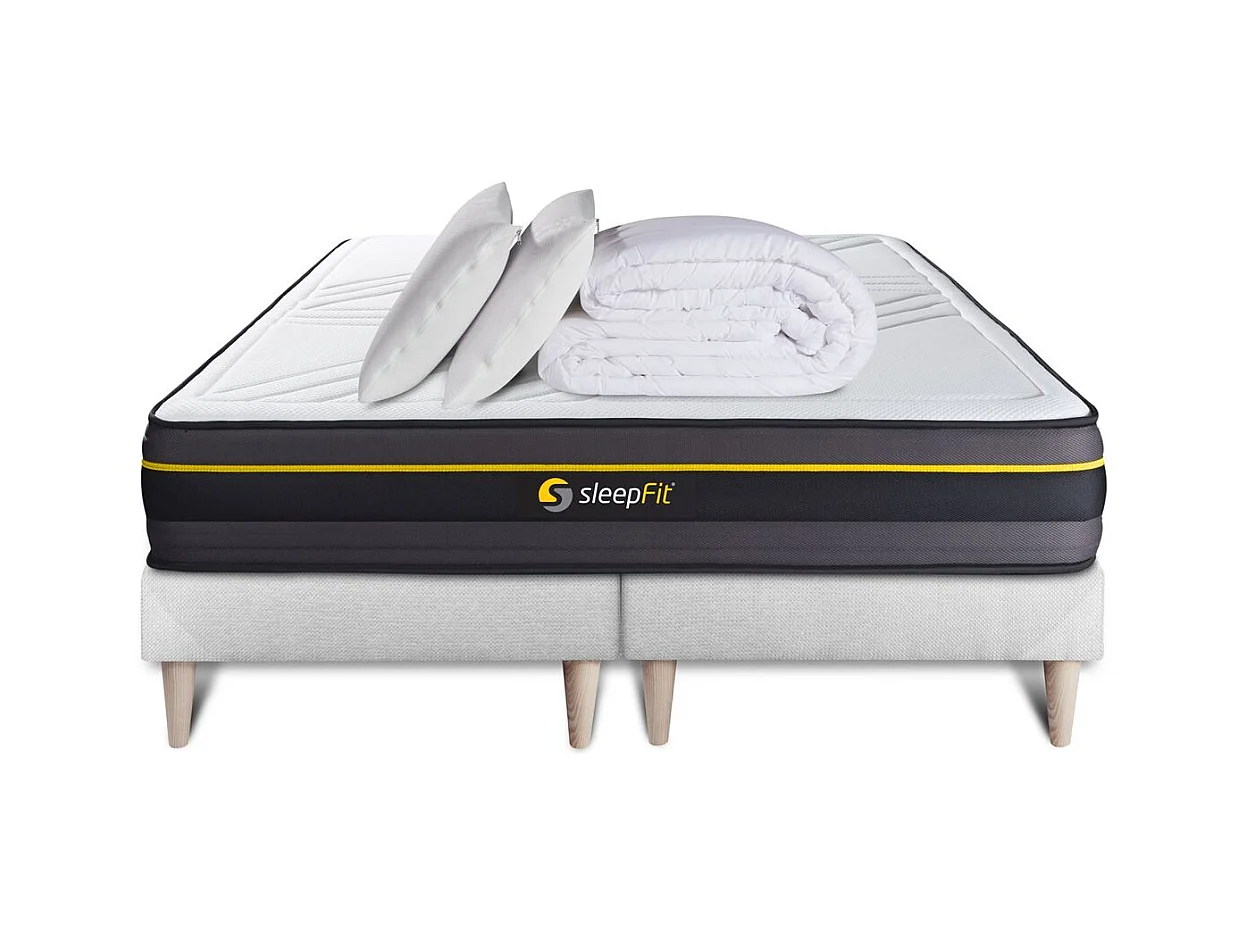 Pack matelas ACTIVE 180x200 + double sommiers blanc 90x200 + Couette + 2 oreillers