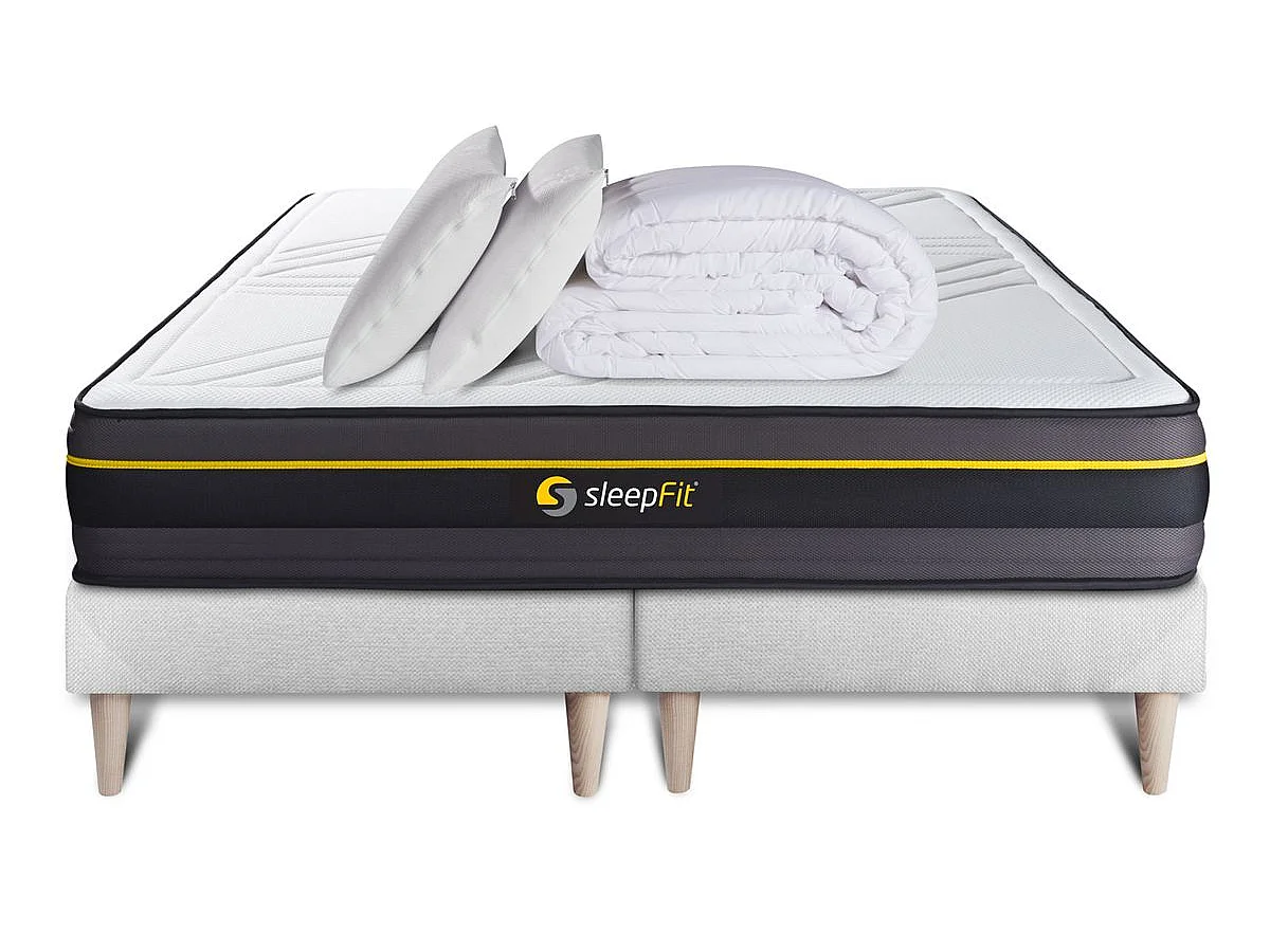 Pack matelas ACTIVE 180x200 + double sommiers blanc 90x200 + Couette + 2 oreillers