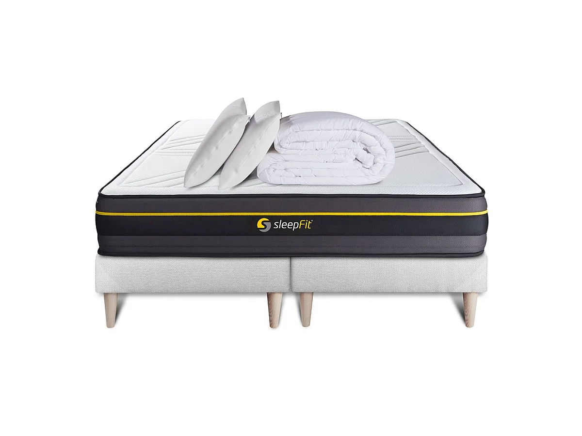 Pack matelas ACTIVE 180x200 + double sommiers blanc 90x200 + Couette + 2 oreillers