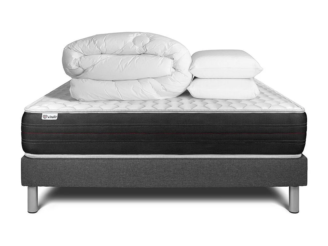 Pack prêt à dormir VITALSPRING 180 x 200 cm sommier Kit gris
