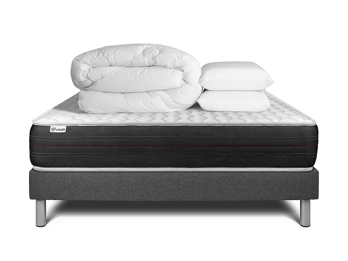 Pack prêt à dormir VITALSPRING 180 x 200 cm sommier Kit gris