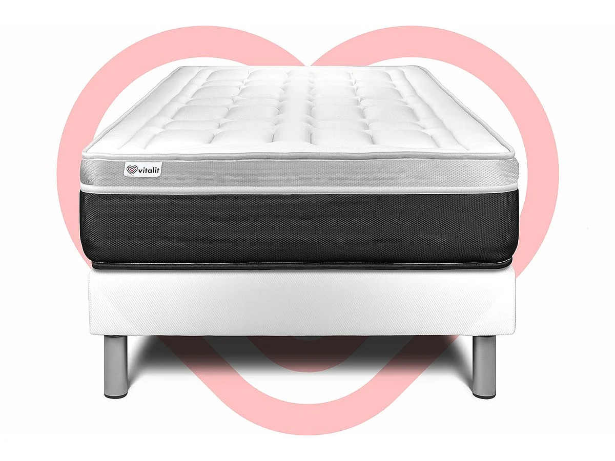 Ensemble VITAL SOFT 90 x 200 cm sommier Kit blanc