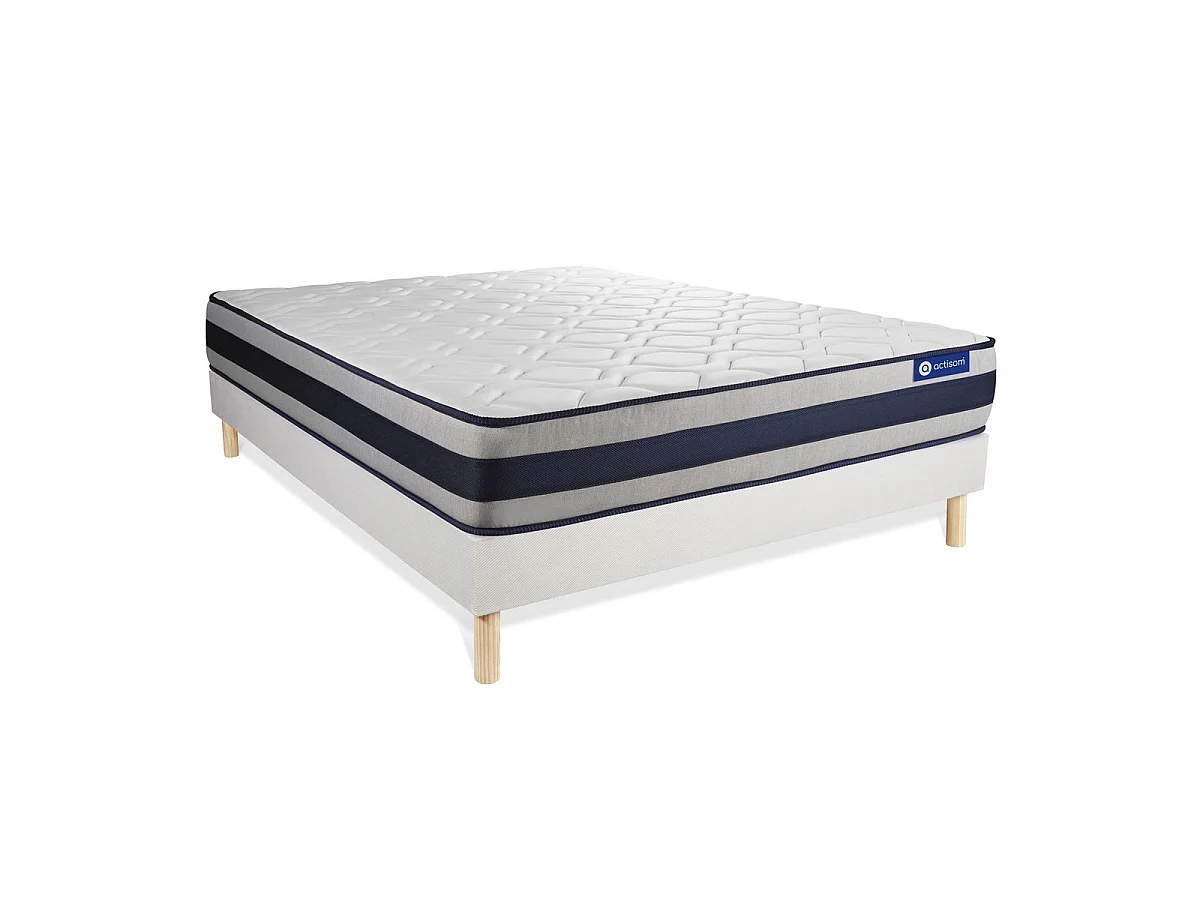 Ensemble matelas Latex et Mémoire de forme ACTILATEX ERGO 140x200 cm Maxi épaisseur 5zones de confort + sommier KIT blanc