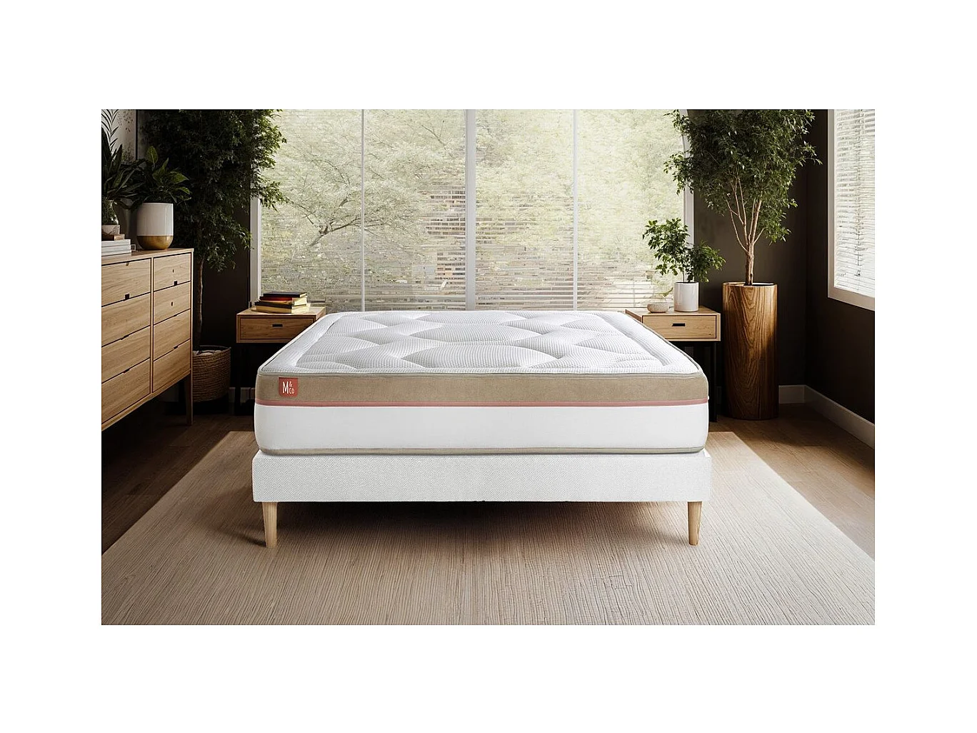 Ensemble LE COSY 90x200cm Mémoire de forme 7 zones de confort - Ep. 30cm + sommier Blanc