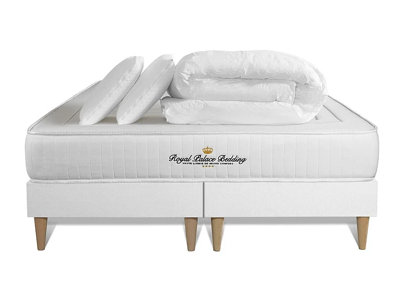 Pack matelas à mémoire de forme Nottingham 160x200cm + double sommier 80x200 cm + 2 oreillers + 1 couette