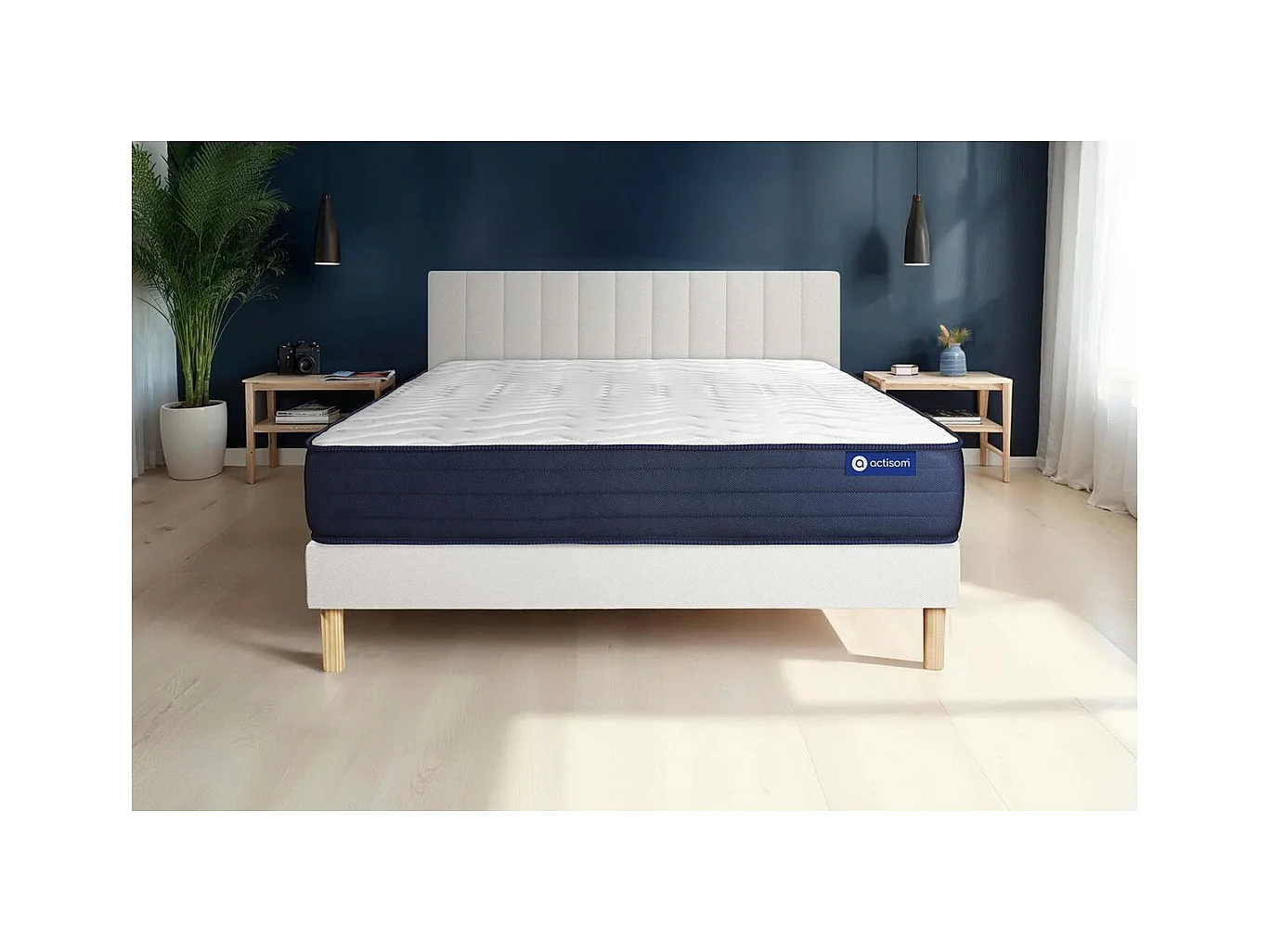 Ensemble matelas ACTIMEMO LIFE 160x200 Mémoire de forme 5zones de confort + sommier KIT blanc