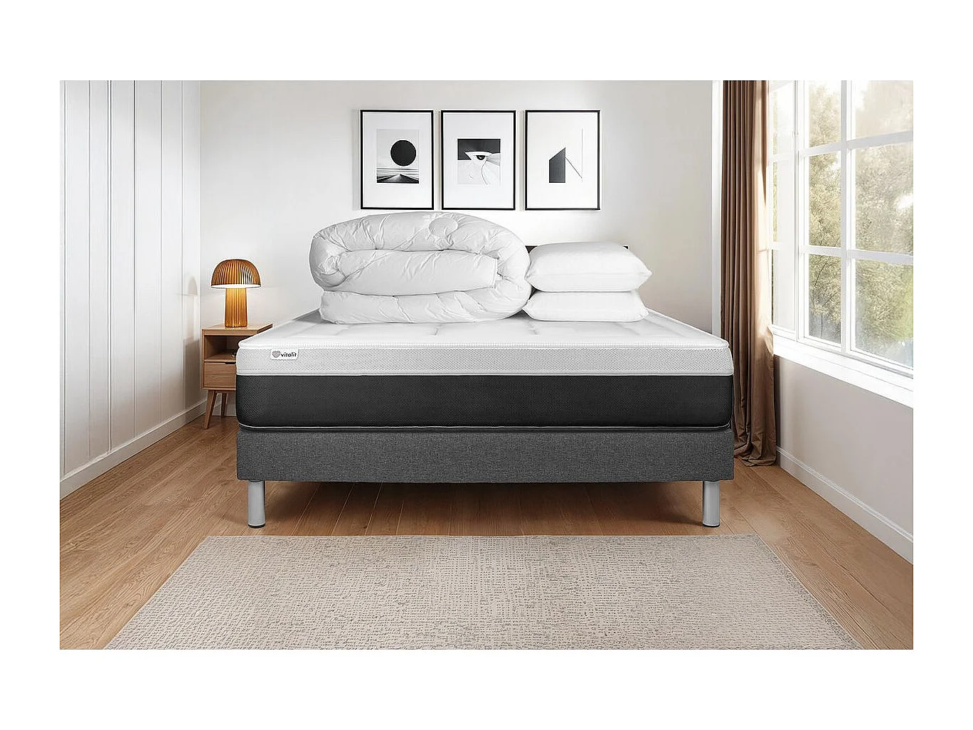 Pack prêt à dormir VITAL FORM 160 x 200 cm sommier Kit gris