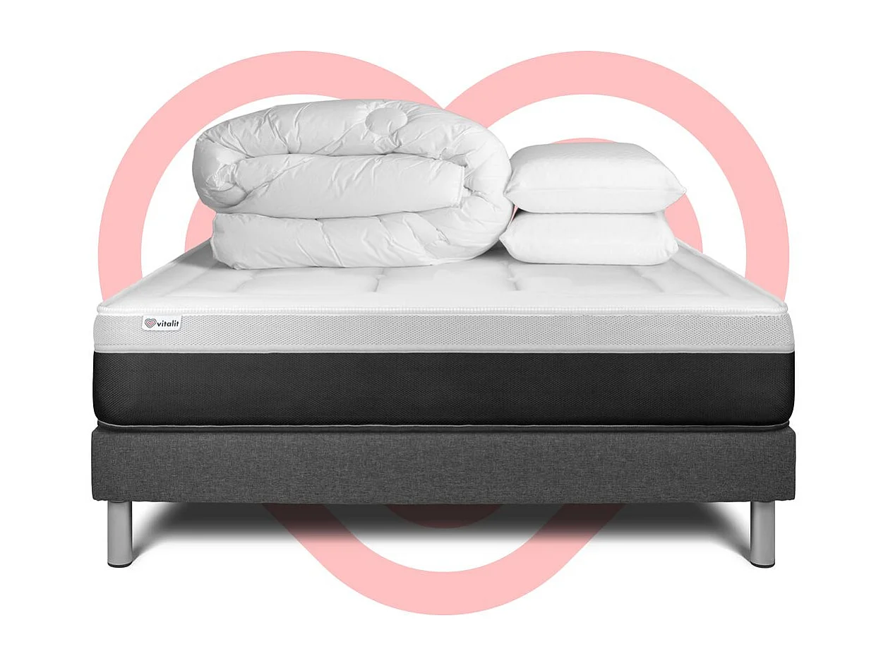 Pack prêt à dormir VITAL FORM 160 x 200 cm sommier Kit gris