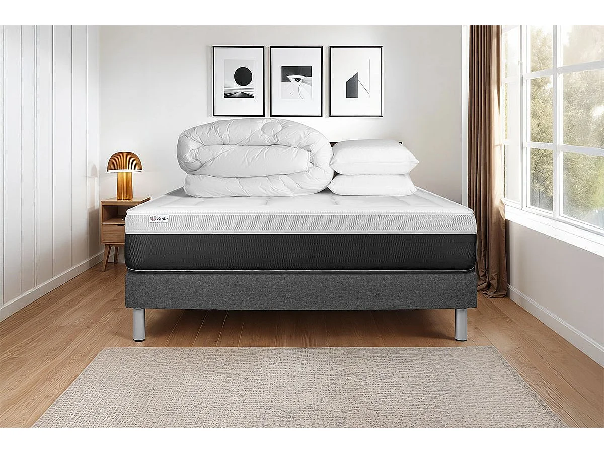Pack prêt à dormir VITAL FORM 160 x 200 cm sommier Kit gris