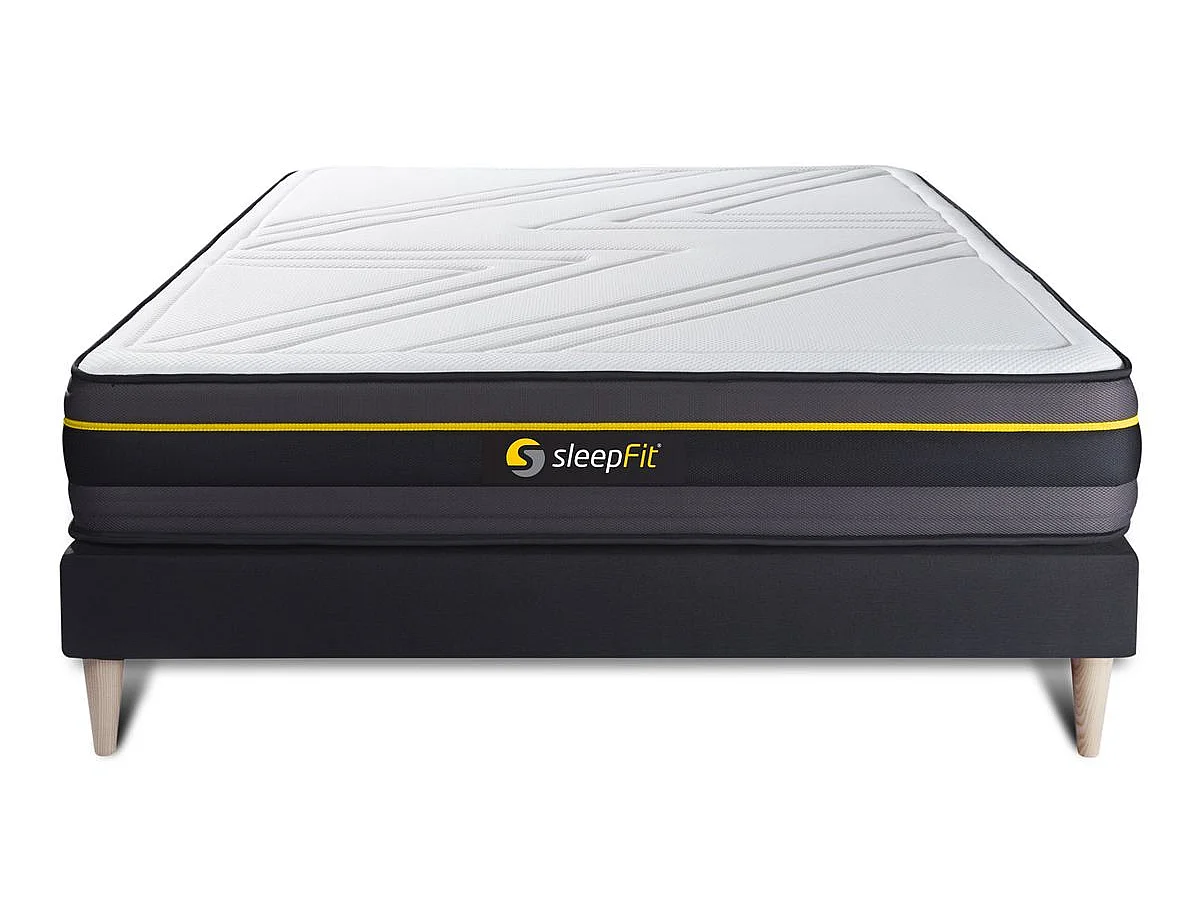 Ensemble 140x200 matelas ACTIVE + sommier kit noir