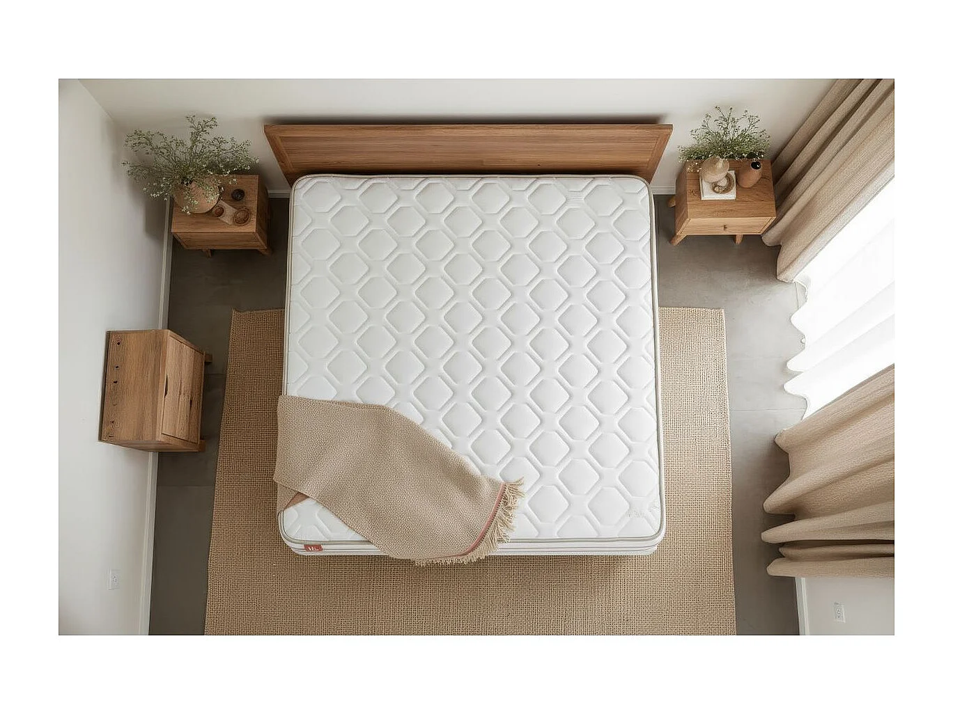 Pack prêt à dormir matelas LE DOUX 140x190cm Mémoire de forme - Ep. 24cm + sommier kit Beige + 2 oreillers + couette 240x220