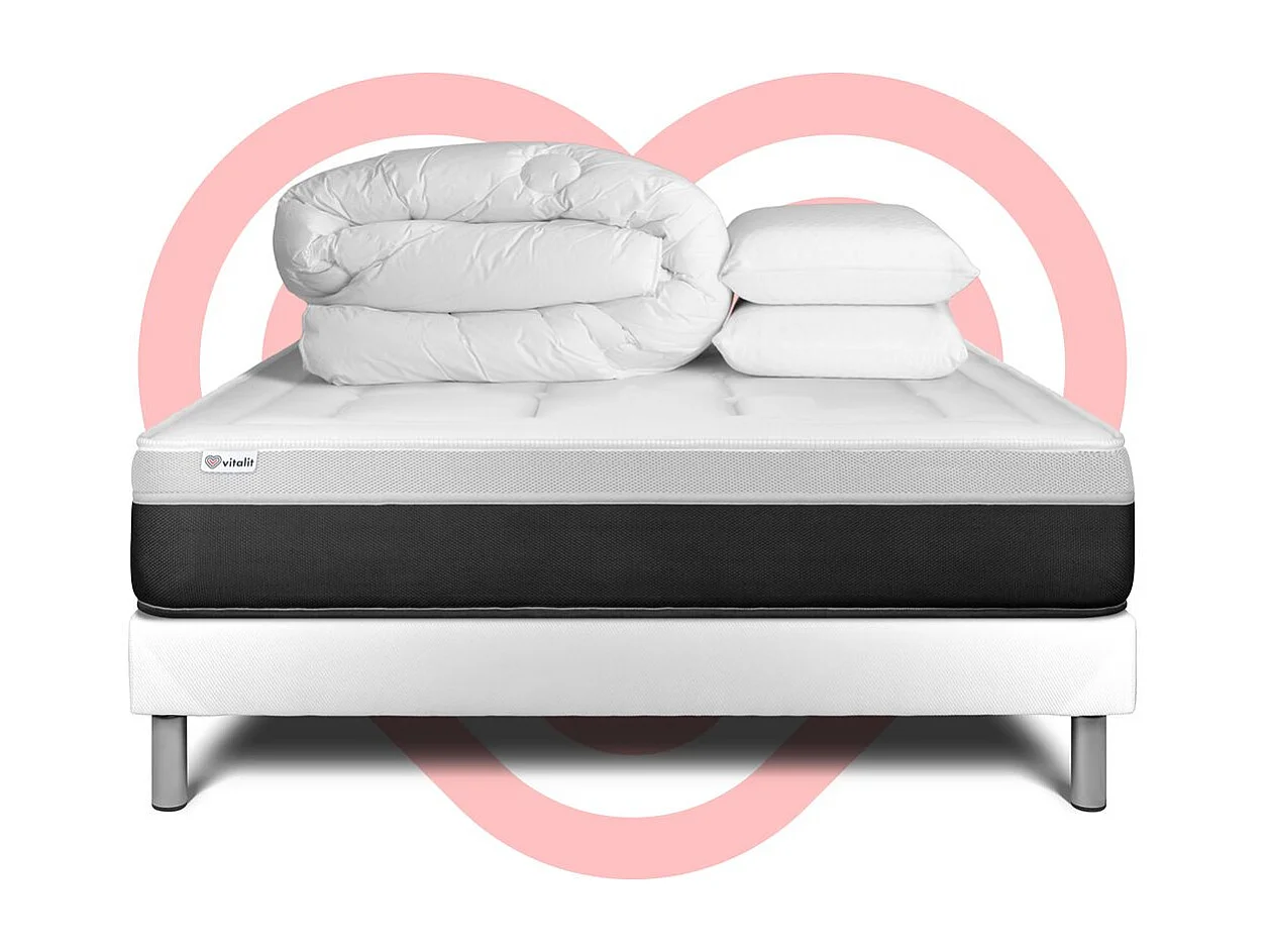 Compleet bedpakket - Matras 180x200 cm + Lattenbodem (kit) + 2 kussens + Dekbed - Vital Form