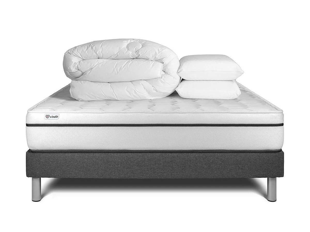 Pack prêt à dormir VITAL SPA 140 x 190 cm sommier Kit gris