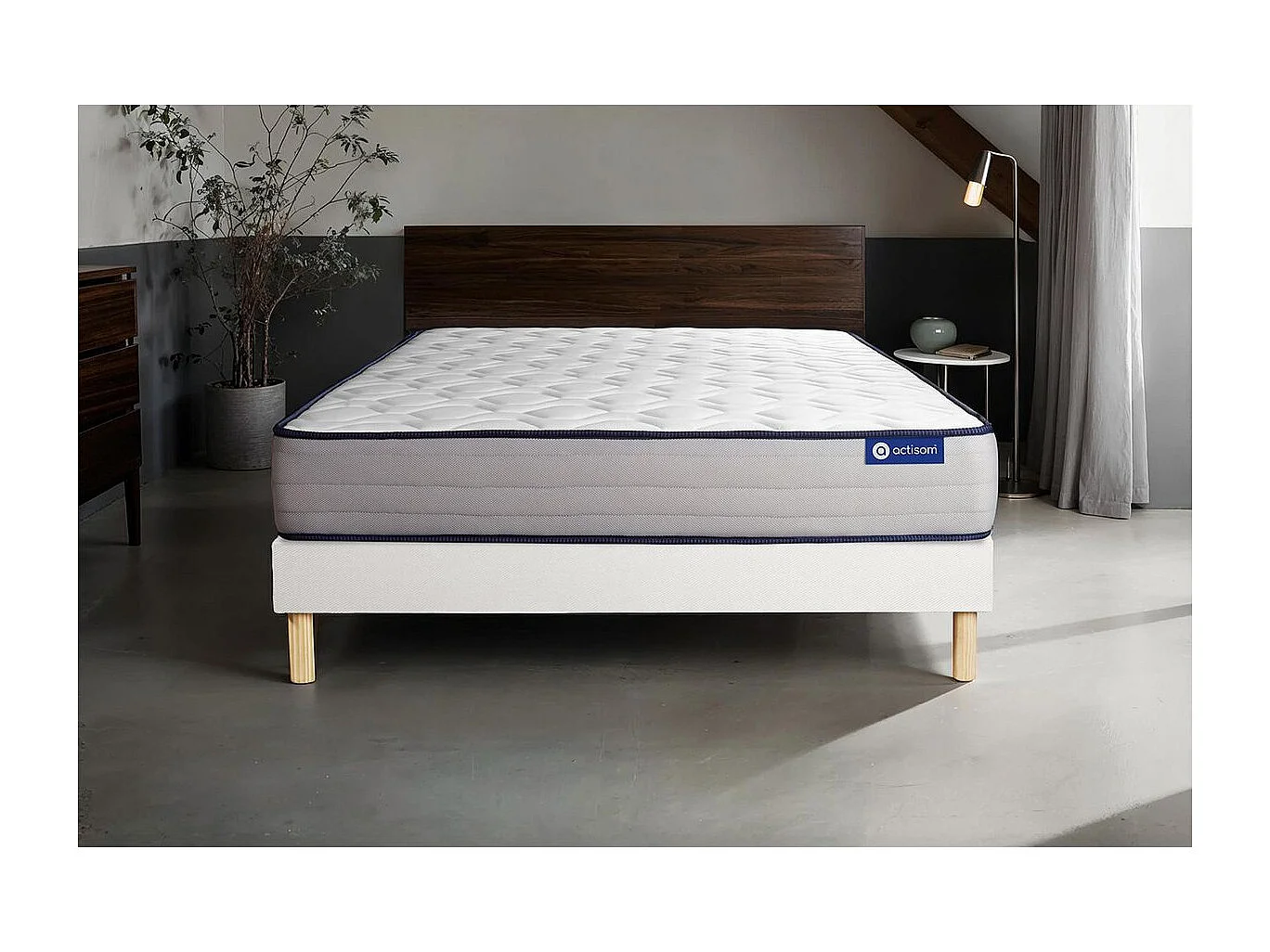 Ensemble matelas Ressorts ensachés et Mémoire de forme ACTIFLEX FORM 140x200 cm 5zones de confort + sommier KIT blanc