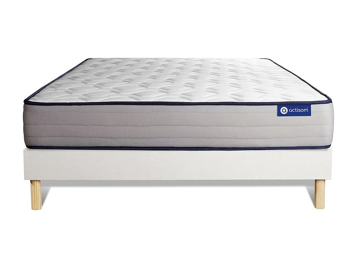 Ensemble matelas Ressorts ensachés et Mémoire de forme ACTIFLEX FORM 140x200 cm 5zones de confort + sommier KIT blanc