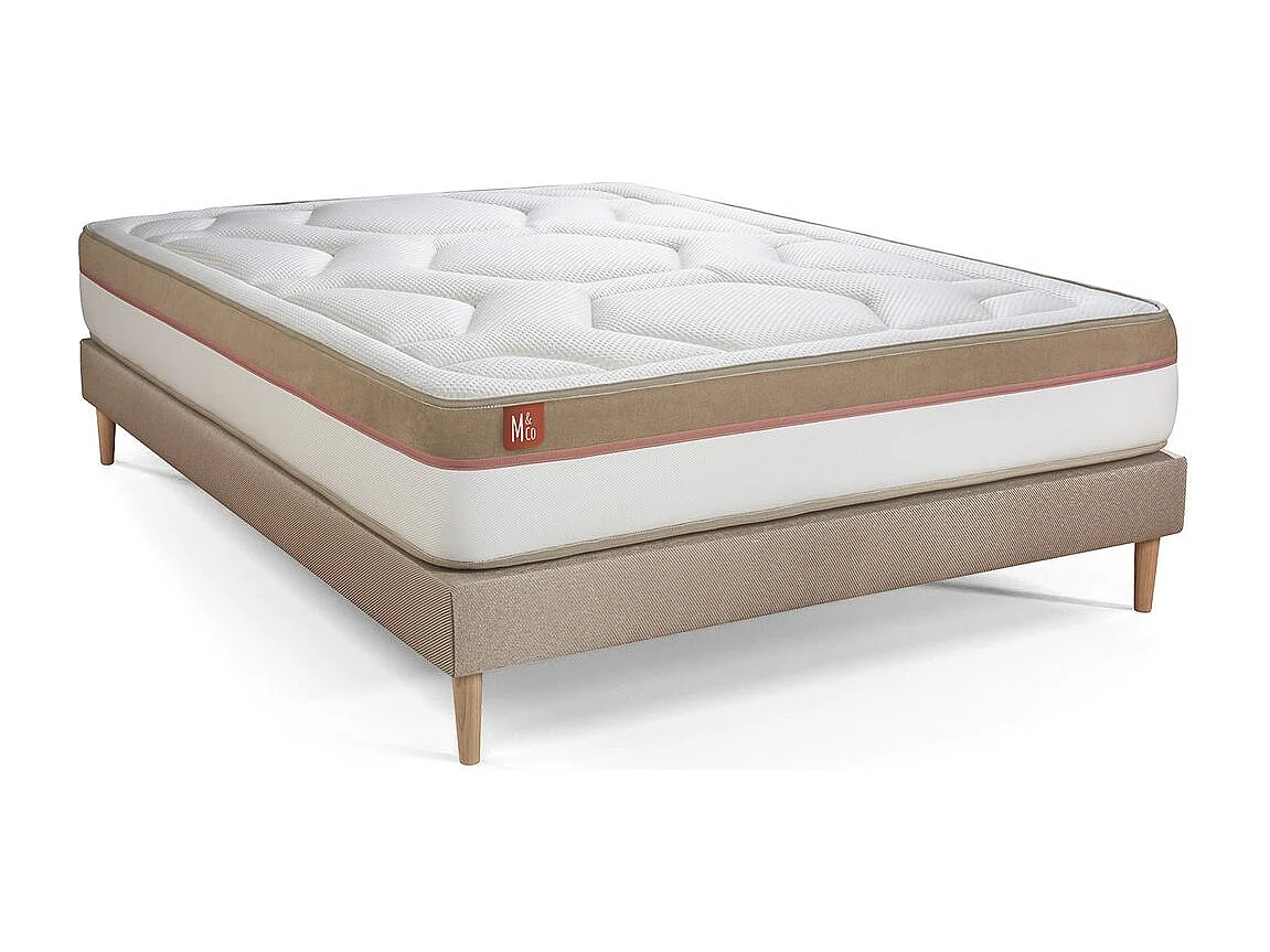 Pack prêt à dormir matelas LE COSY 180x200cm Mémoire de forme - Ep. 30cm + sommier kit Beige