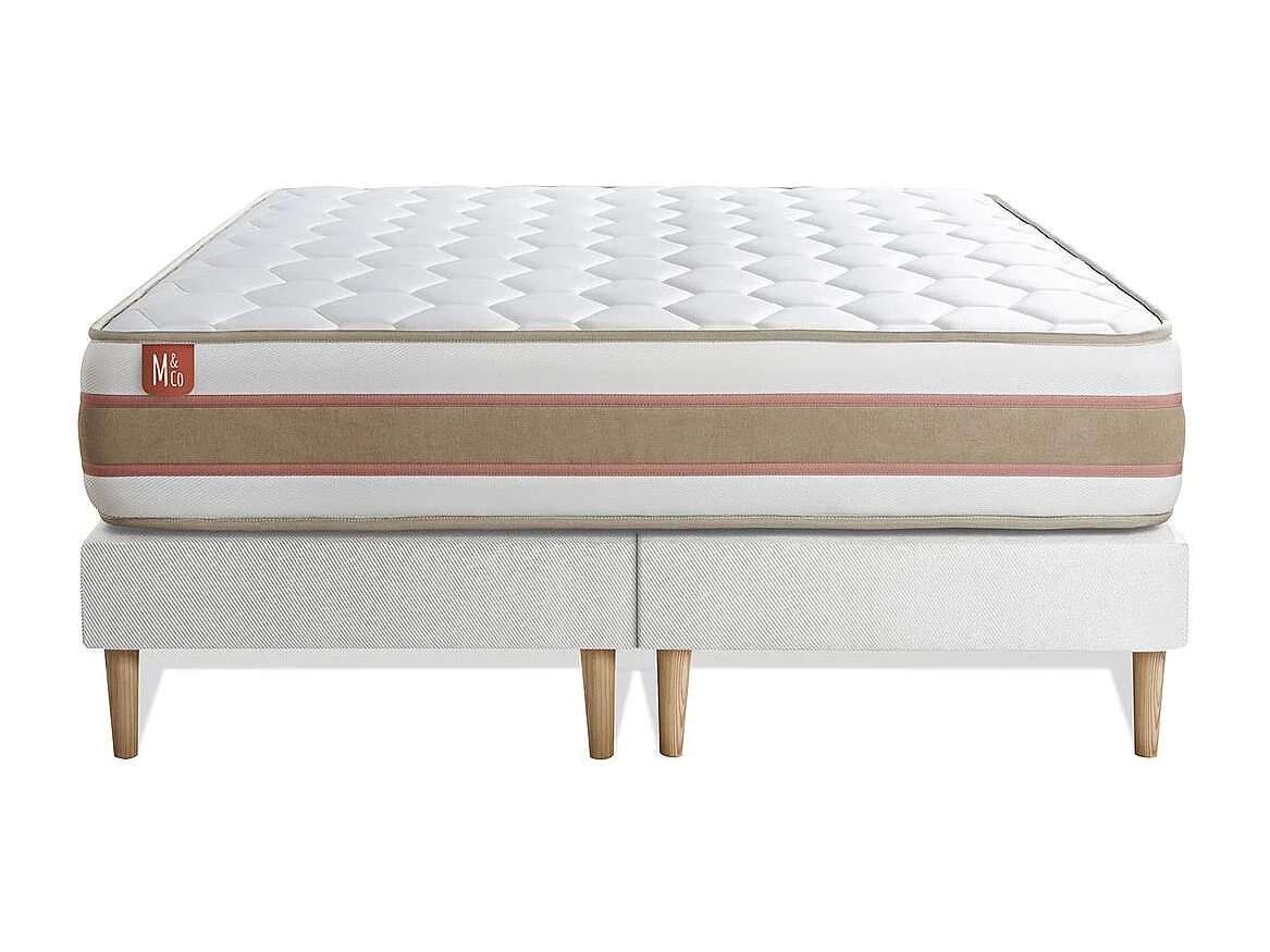 Pack prêt à dormir matelas LE DÉLICAT 180x200 Ressorts ensachés et Mémoire de forme + double sommiers Blanc