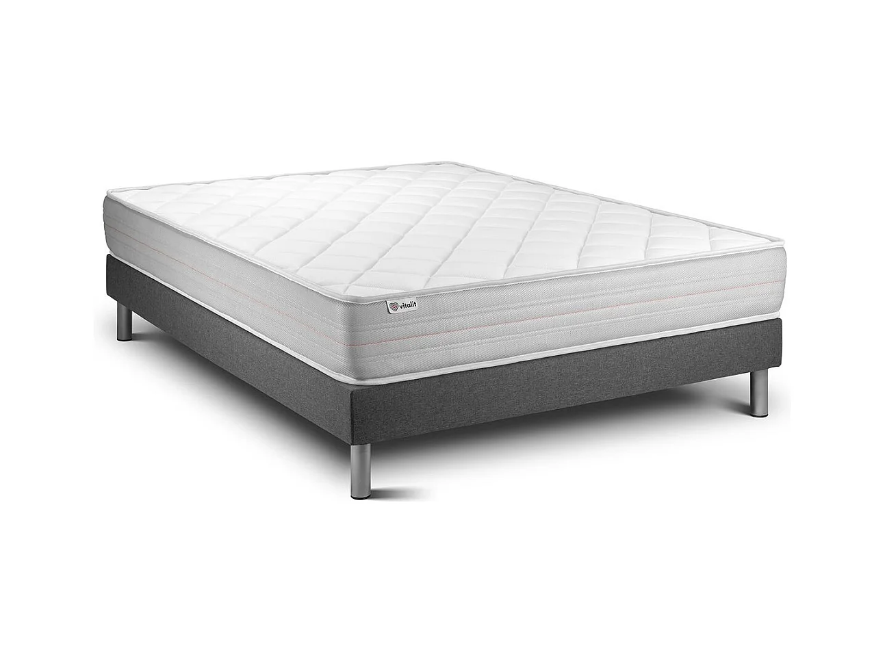 Ensemble VITALMEMO 180x200cm sommier kit gris