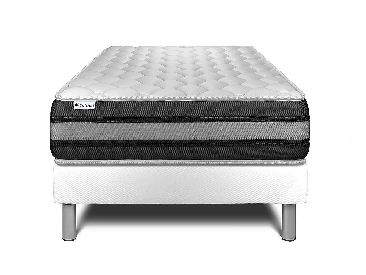 Matratzenset VITAL SPRING ZEN 90 x 190 cm Bettrahmen Kit weiß