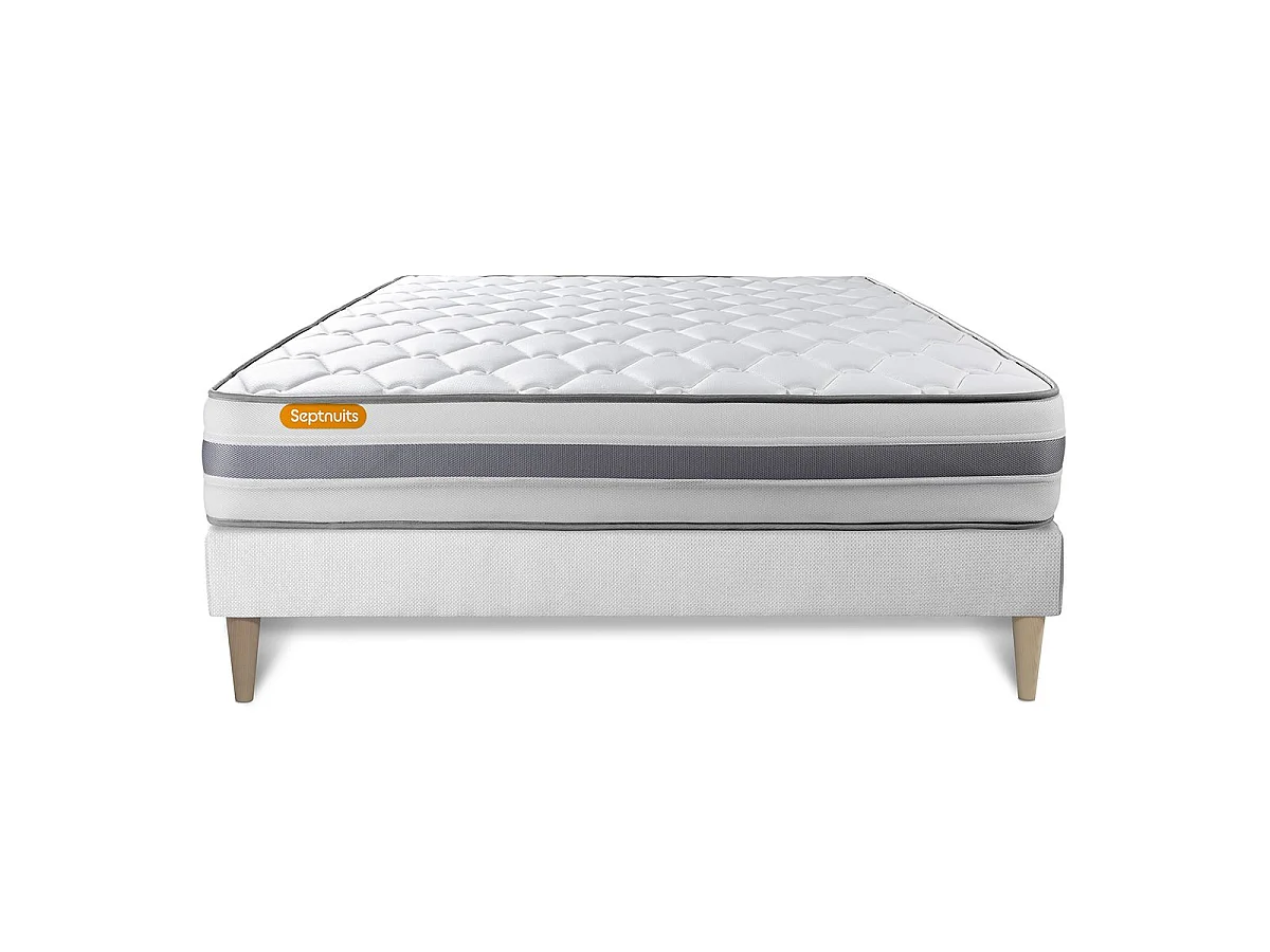 Matelas + sommier kit blanc 160x200 Memo Spring Ressorts ensachés MAXI épaisseur