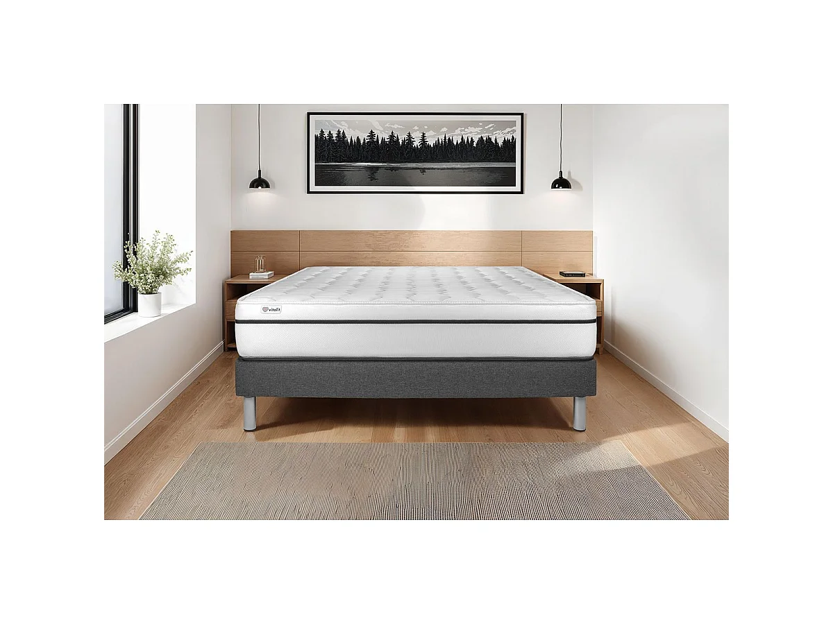 Ensemble VITAL SPA 90 x 190 cm sommier Kit gris