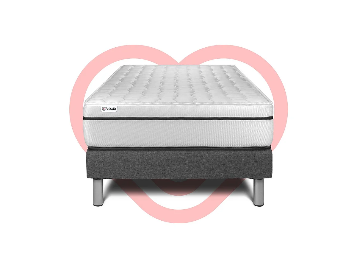 Ensemble VITAL SPA 90 x 190 cm sommier Kit gris