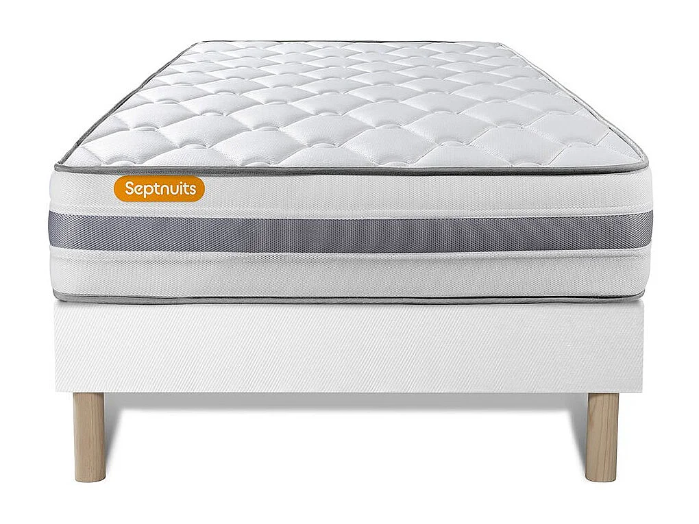Matelas + sommier 90x200 Memo Spring Ressorts ensachés 3 zones de confort MAXI épaisseur