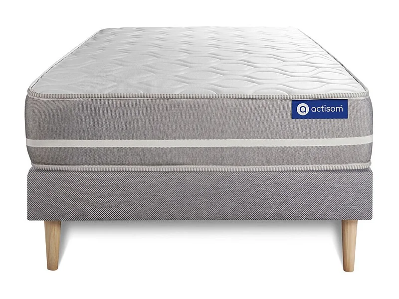 Ensemble matelas Latex + mémoire de forme ACTILATEX TOUCH 90x200 3zones de confort + sommier KIT gris