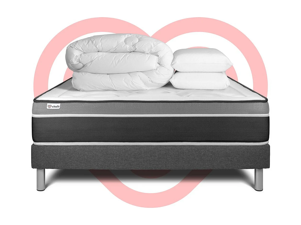Compleet bedpakket - Matras 180x200 cm + Lattenbodem (kit) + 2 kussens + Dekbed - Vital Care