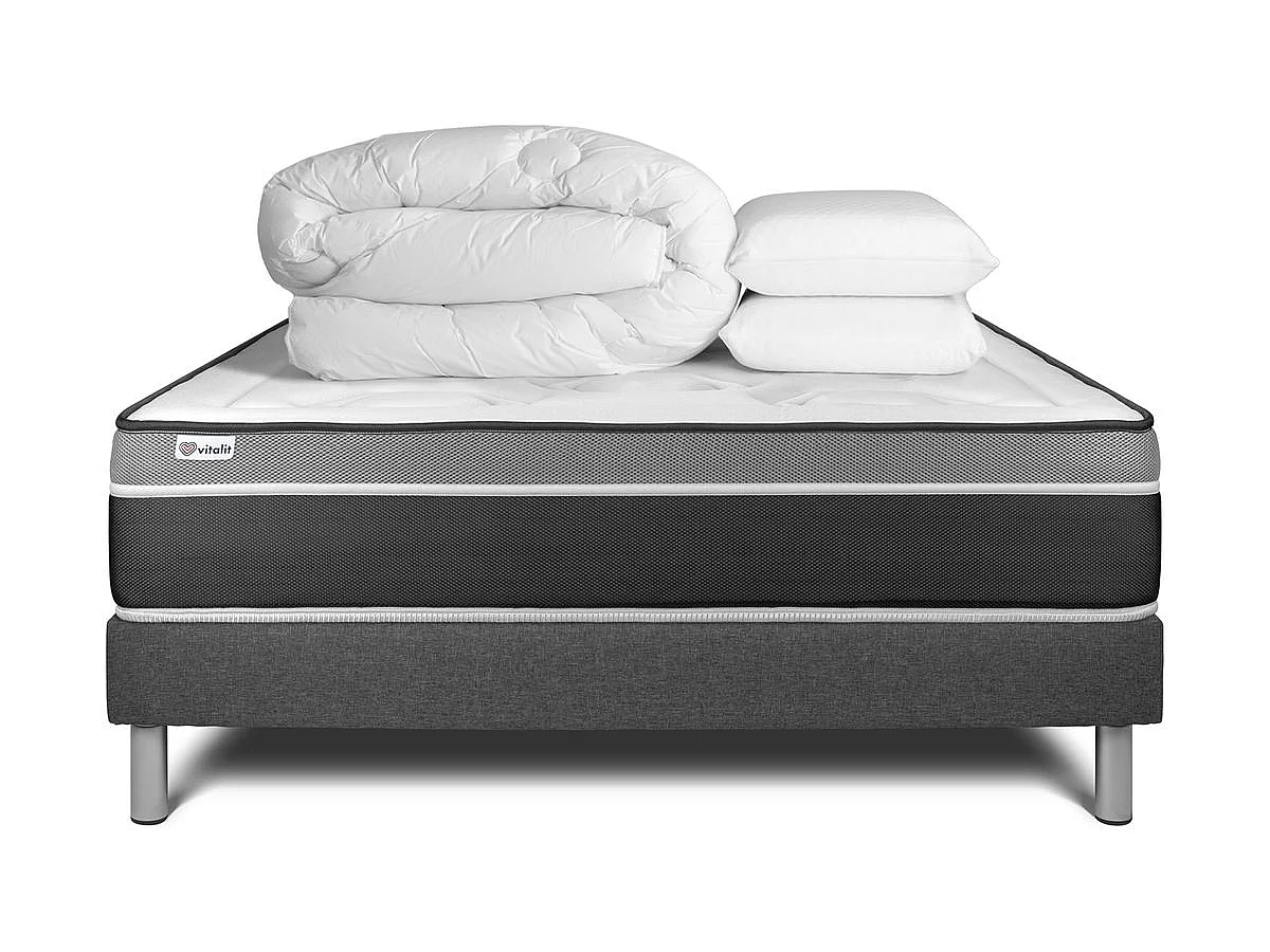Pack prêt à dormir VITAL CARE 180 x 200 cm sommier Kit gris