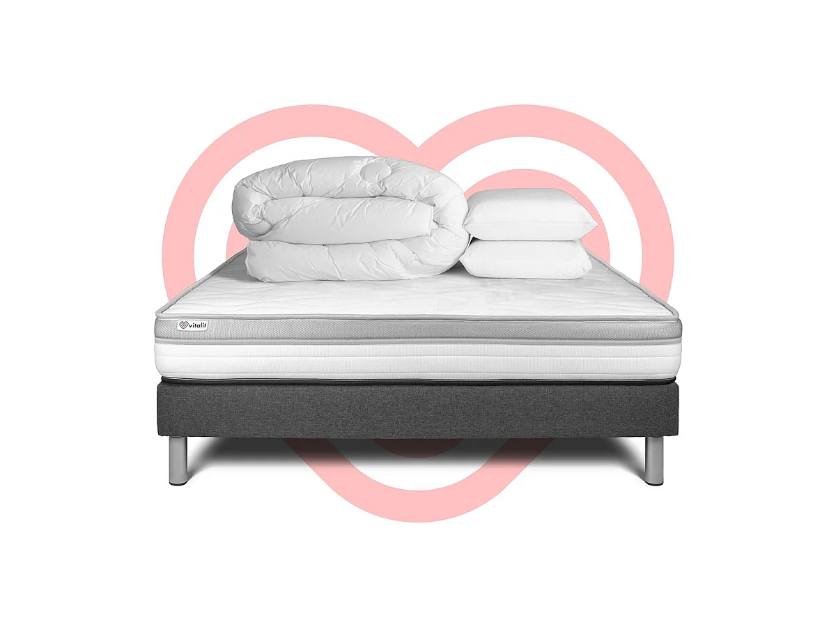 VITAL RELAX Madrasspaket - 18 cm - Skum - Fast - Grå sängbotten - Med täcke och kuddar